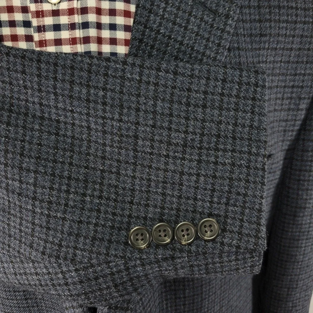 Chaps‎ Men's Sport Coat Blazer Two Button Flannel Navy Blue Wool Size 50R